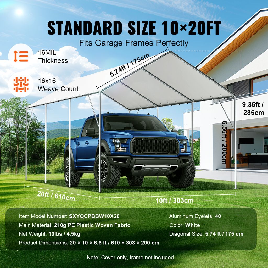 VEVOR 6 x 3 m garážový stan, garážová střešní plachta, Obrázek produktu 4