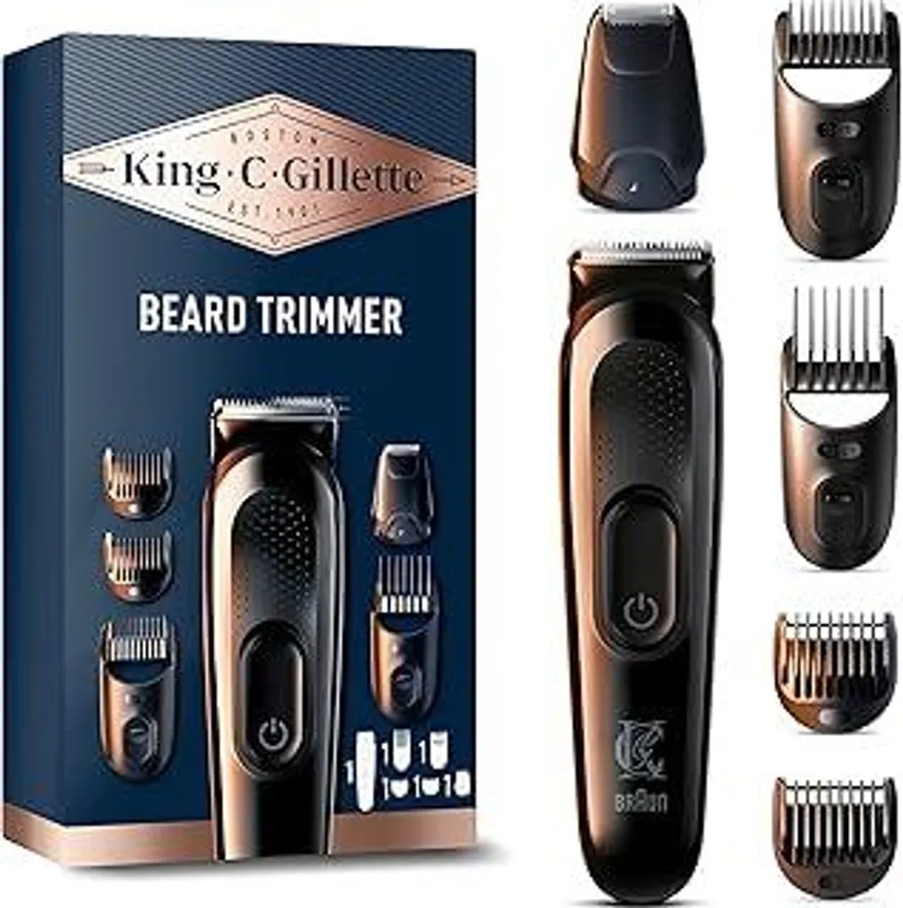 King C. Gillette Regolabarba Elettrico: Kit Precisione Barba 4 Pettini