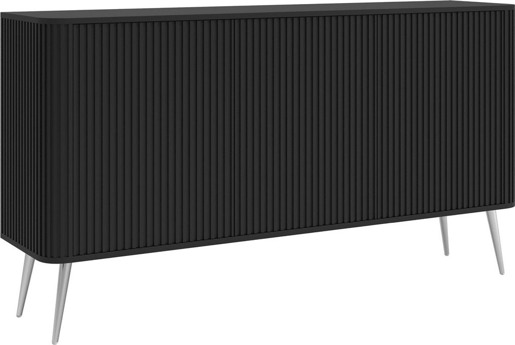 Selsey Ovarlo - Sideboard, Schwarz mit Metallbeinen, 163 cm