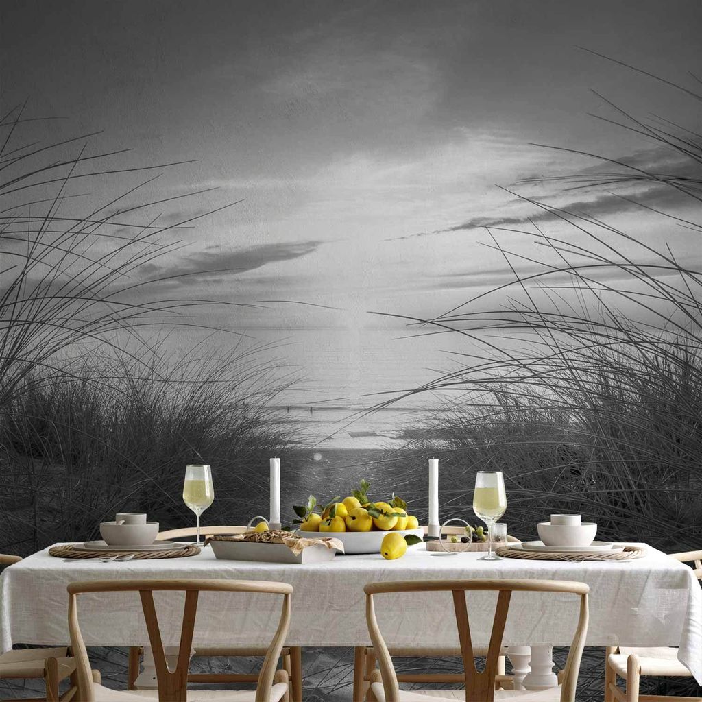 Vlies Fototapete - beach (black and white) 250x175 cm Landschaften 101103-1
