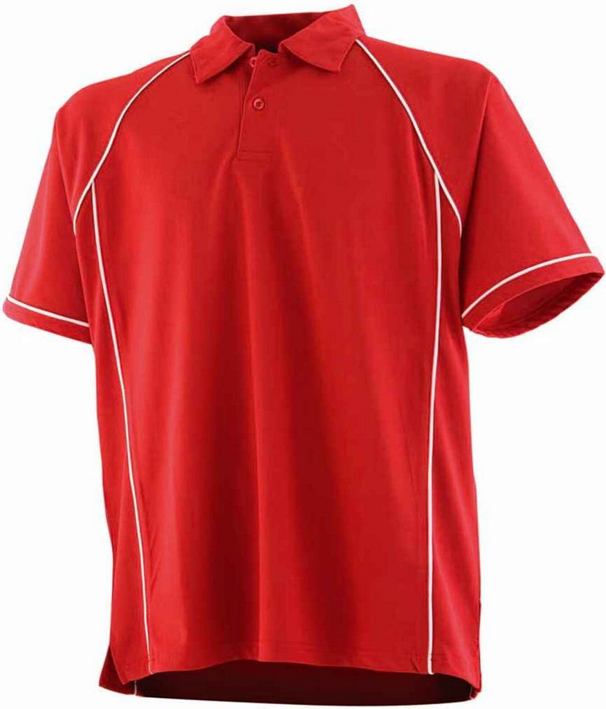 Finden & Hales - "Performance" Poloshirt Kontrastpaspel für Kinder PC5586 (116) (Rot/Weiß)