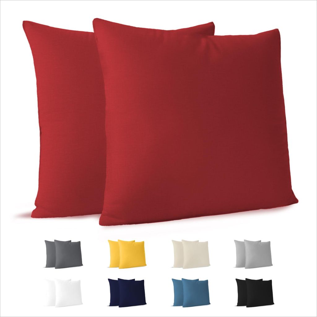 Kissenbezug 65 x 65 cm (2er-Set) – 100 % Jersey-Baumwolle, 150 g/m² – Rot – Für Kissen der Größe 65 x 65 cm – Kissenbezug – Nachhalti...