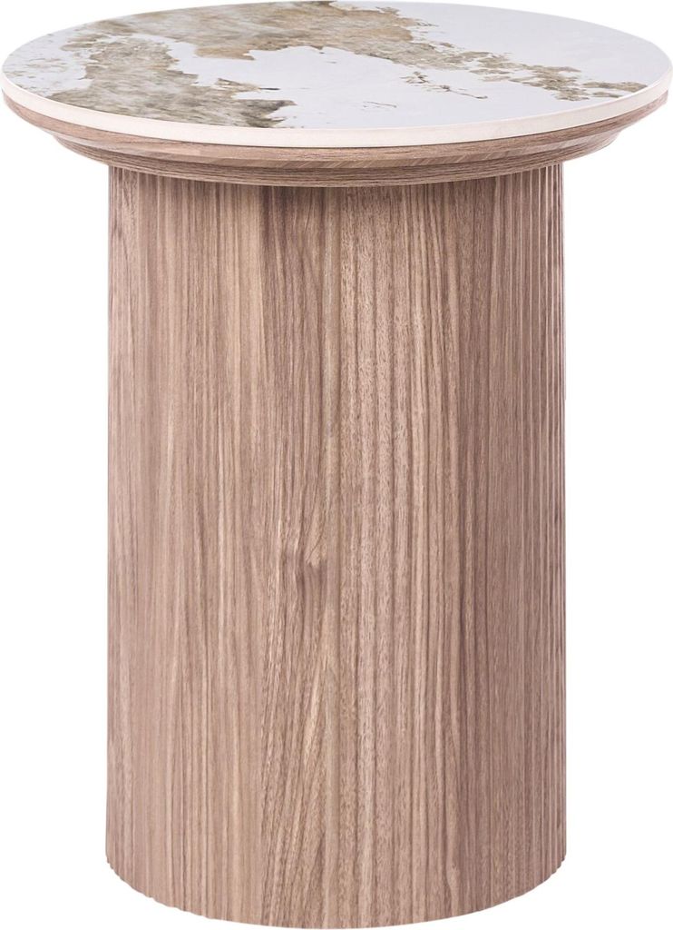 BELIANI Odkládací stolek hnědý MDF základna ø 80 cm Obrázek produktu 
