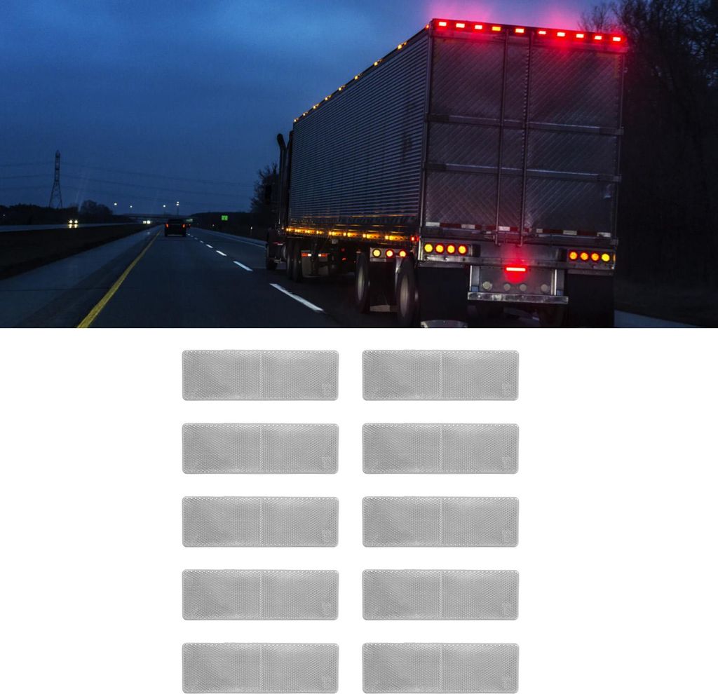 10 Stück rechteckige Reflektoren, 48 x 148 mm, hohe Sichtbarkeit, selbstklebender Sicherheitsreflektor für Anhänger, LKW, Traktor, Boot, Motorra...