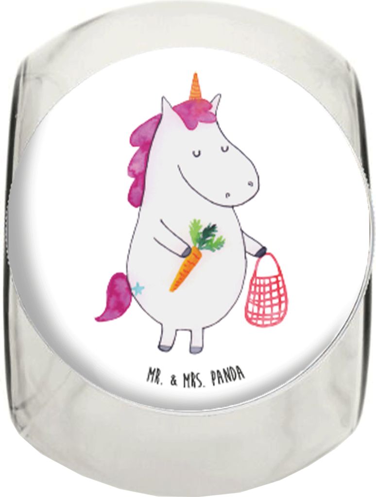 Mr. & Mrs. Panda Bonboniere Einhorn Vegan L 870ml - Weiß - Geschenk, Veganer, keksdose glas, schraubglas, Gesund essen, Rohkost, Unicorn, aufbewah...