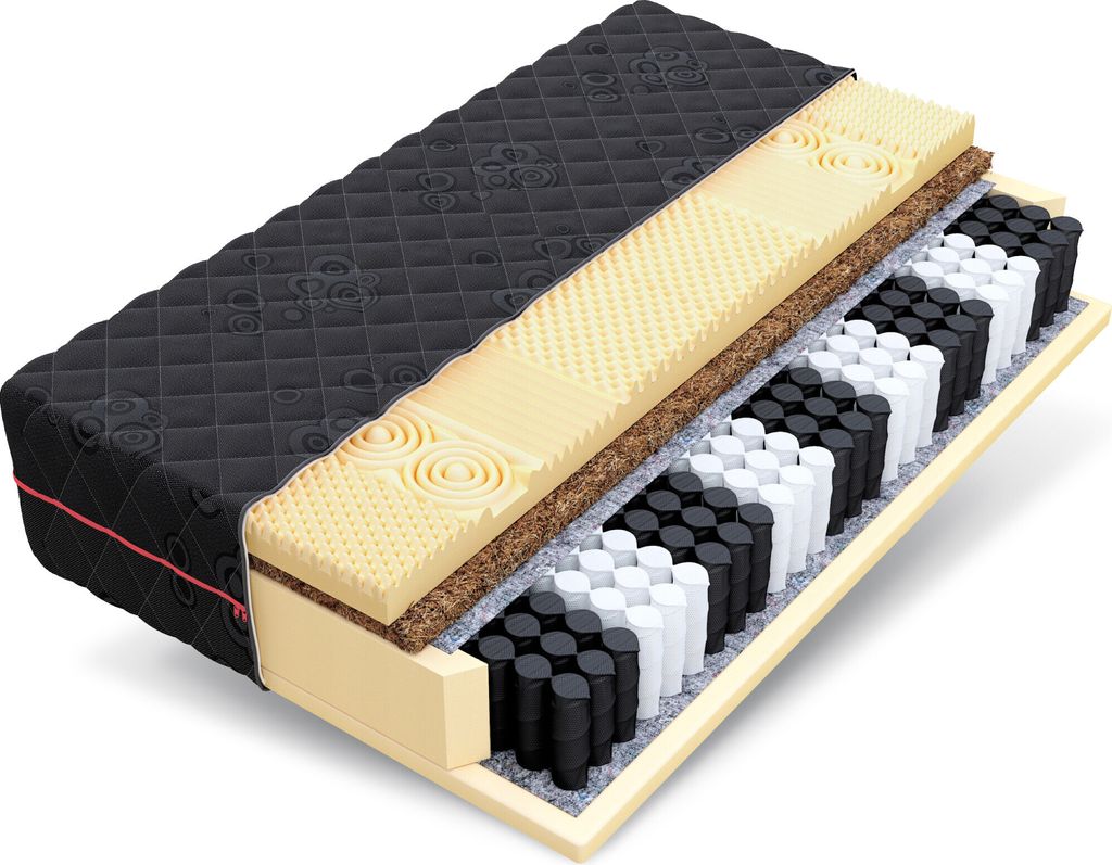 Matratze 180x200 cm DARK 7 Zonen H3 Taschenfederkern Kokos profilierter HR-Schaum Höhe ca. 24 cm mit waschbarem Bezug Jacquard