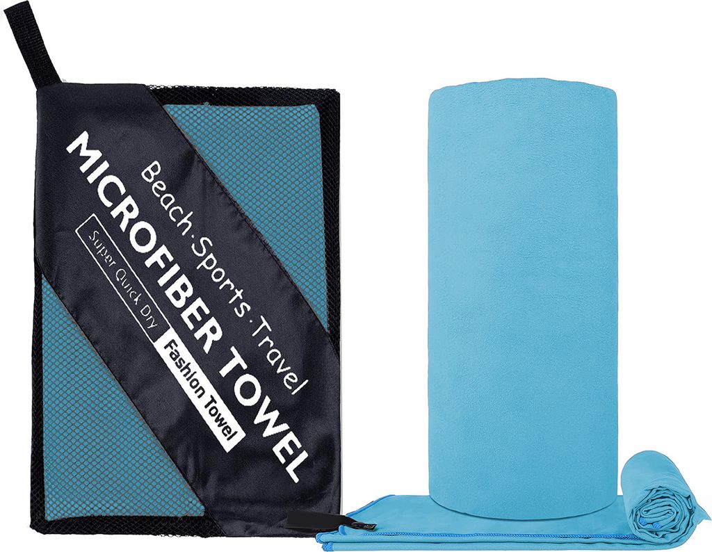 Fitnesshandtuch aus Mikrofaser mit Aufbewahrungstasche mit Reißverschluss, schnelltrocknend, wasserabsorbierend, maschinenwaschbar, für Strand, Y...