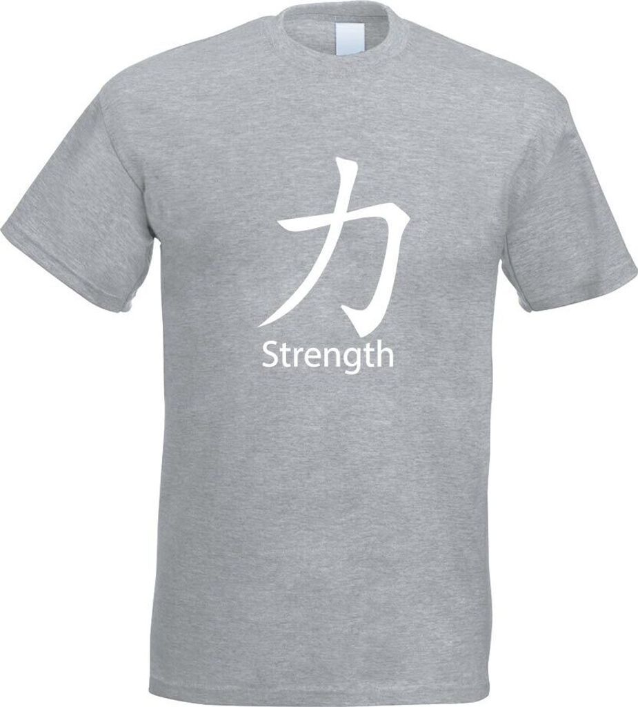 Kiwistar - T-Shirt - Graumeliert - Strength Motiv Bedruckt Funshirt Design Print - mit Motiv Bedruckt - Funshirt Design - Sport - Freizeit - Herren...