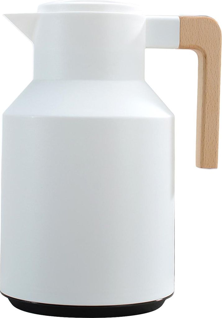 1L Thermo-Kaffeekaraffe Doppelwandige Thermoskanne Thermoskanne mit Holzgriff Wasserkocher Isolierflasche Teekaraffe haelt heiss kalt
