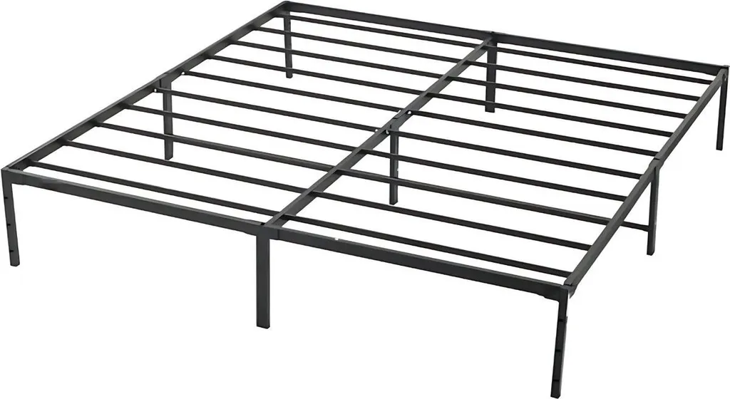 Lit plateforme en acier noir avec sommier 140x200 cm robuste