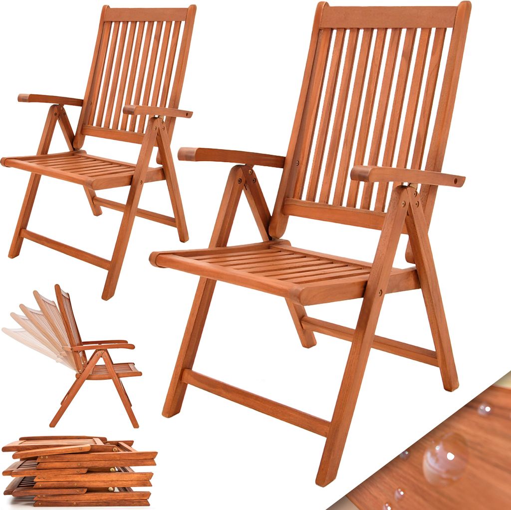 Set de 2 chaises pliantes Vanamo en bois d'eucalyptus Image du produit 
