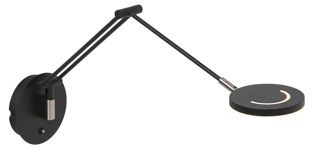 LED Wandleuchte, Touchdimmer, beweglich, schwarz, B 55 cm