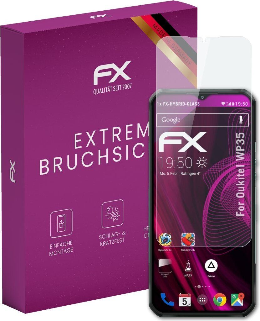 atFoliX FX-Hybrid-Glass Displayfolie kompatibel mit Oukitel WP35 Glasfolie
