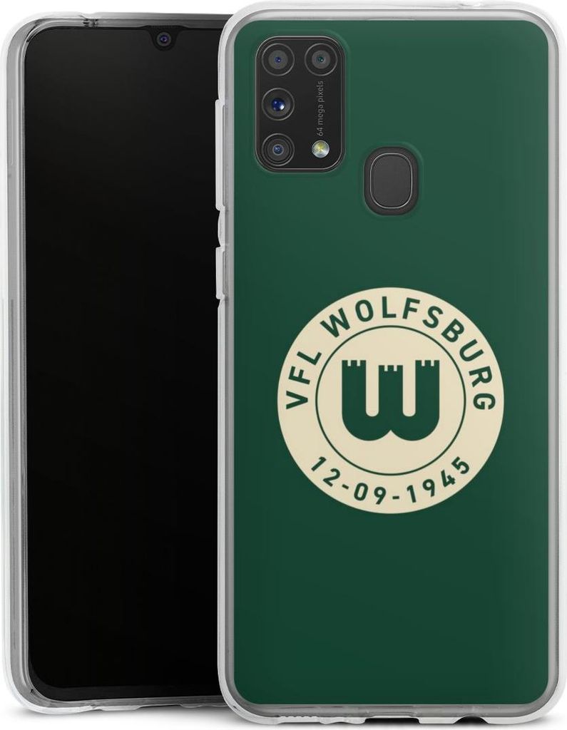 DeinDesign Handyhülle für Samsung Galaxy M31 Silikon Hülle Case Smartphone Schutzhülle Offizielles Lizenzprodukt VfL Wolfsburg 80 Jahre