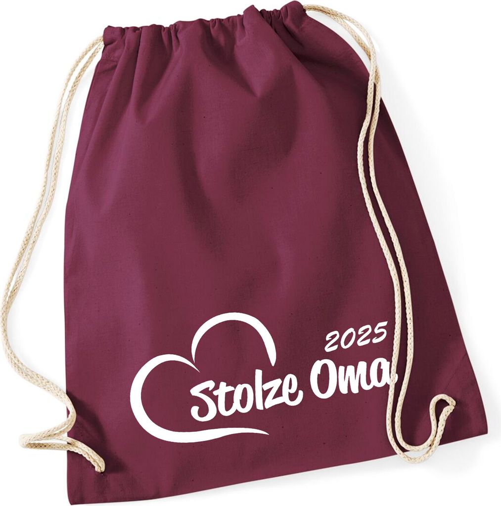 Huuraa Turnbeutel Stolze Oma 2025 Herz 12 Liter Burgundy Baumwolle Rucksack Geschenkidee