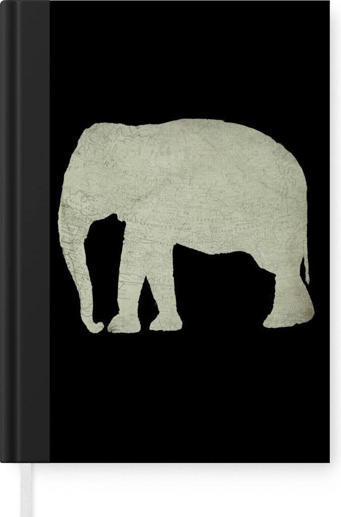 MuchoWow Notizbuch Tagebuch Haushaltsbuch Notebook A5 Elefant - Karte - Retro - Notizblock - Notizheft - Notebook - Schreibblock - Papier
