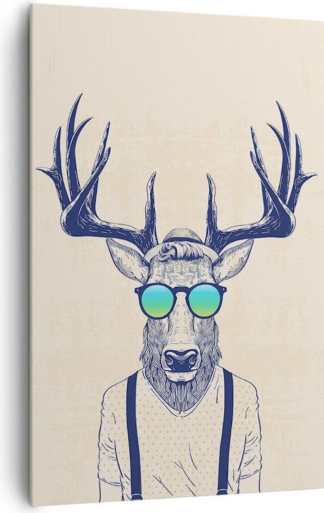 Bild auf Leinwand - Leinwandbild - Einteilig - Hirsch Abstraktion - 80x120cm - Wand Bild - Wanddeko - Wandbilder - Leinwanddruck - Wanddekoration -...