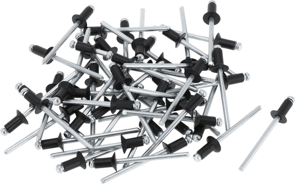 Offene Enden Großkopf Blindnieten 5mm Griffdurchmesser 8mm Grifflänge 9mm Flanschdurchmesser Aluminiumlegierung Eisen Silberton Schwarz 50 Stück