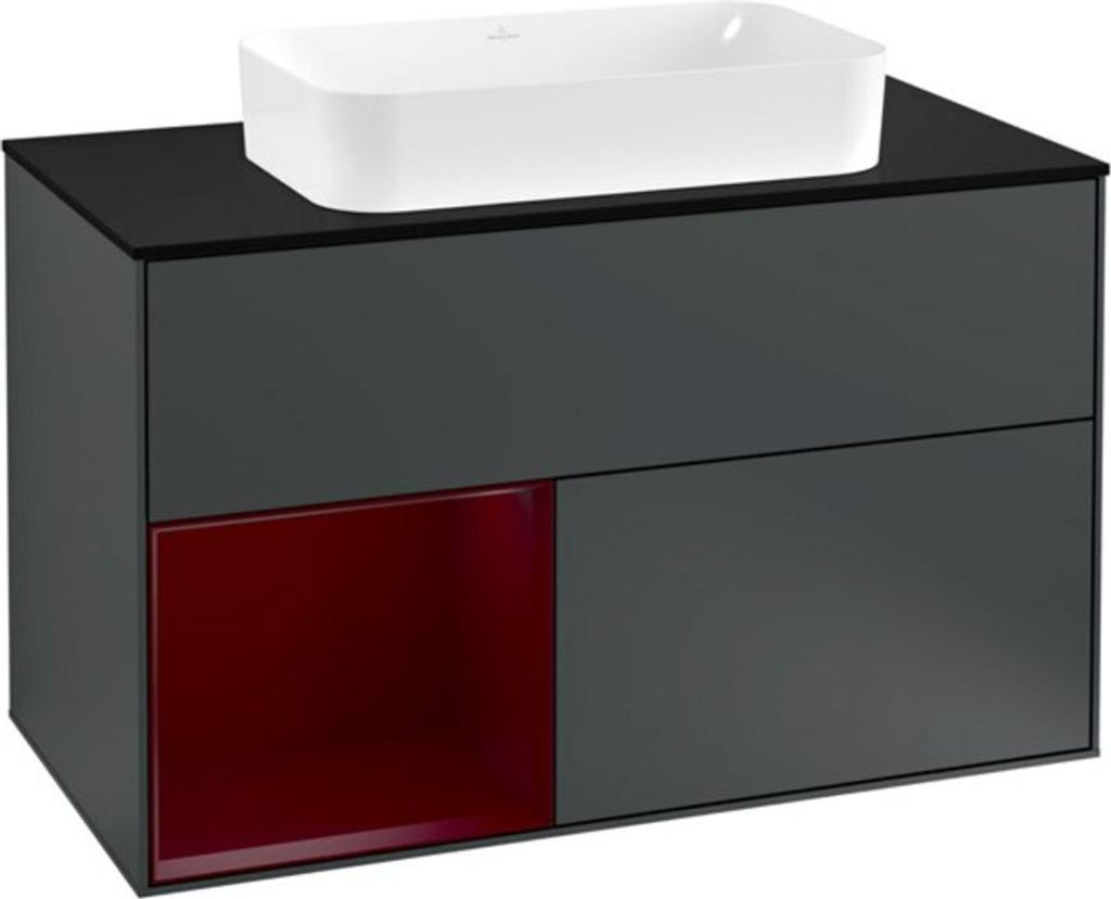 V&B Waschtischunterschrank Abdeckplatte bla m Finion 100x60,3cm, Reg li Peo, md bl. m Lacquer