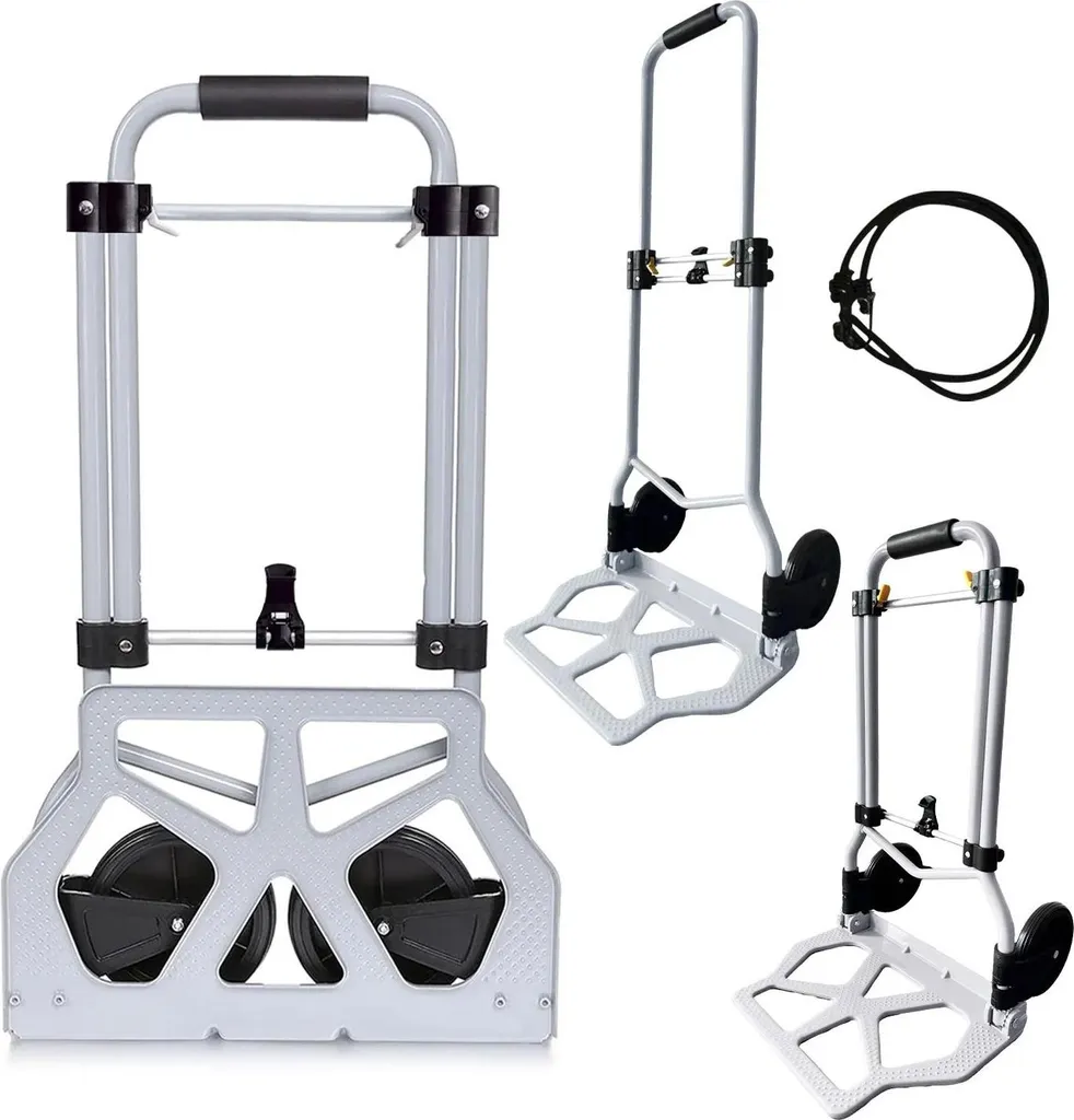 Diable pliable pour déménagement et courses - Charge 80 kg ajustable