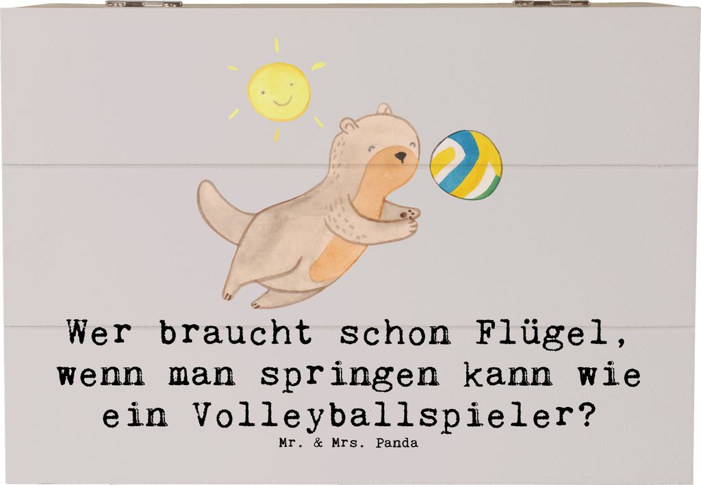 Mr. & Mrs. Panda Box Volleyball Sprung 22 x 15 cm - Grau Pastell - Geschenk, Flügel, strategisches Denken, Sport, Gemeinschaft, Geschenkbox, Sport...