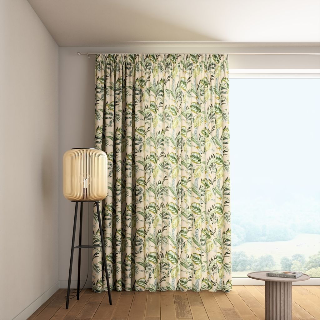 Dekoria Vorhang mit Kräuselband, olivgrün, beige, 130 x 100 cm