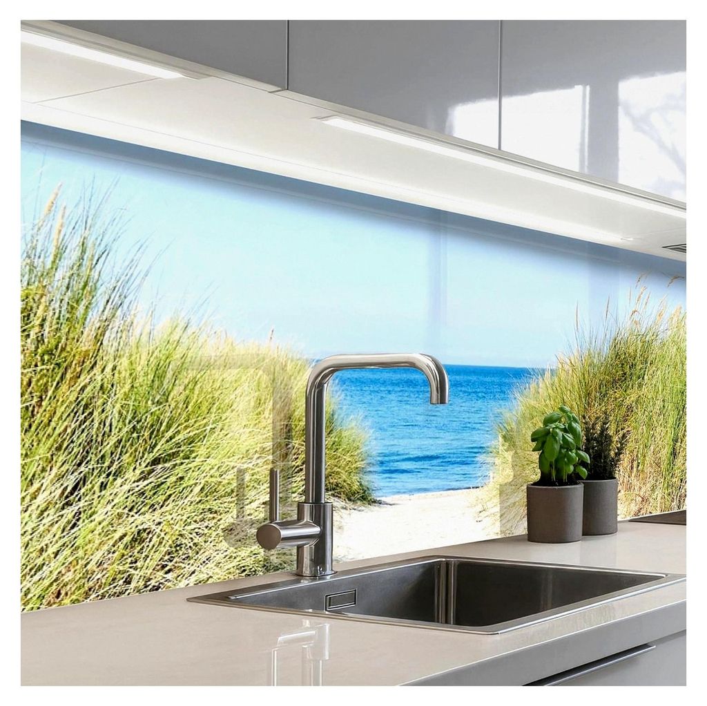 Spritzschutz für die Küche 60x250 cm Selbstklebend Rückwand Küchenwand Verkleidung Küchenspritzschutz Strand - Meer - Weg - Sommer - Wattenmeer