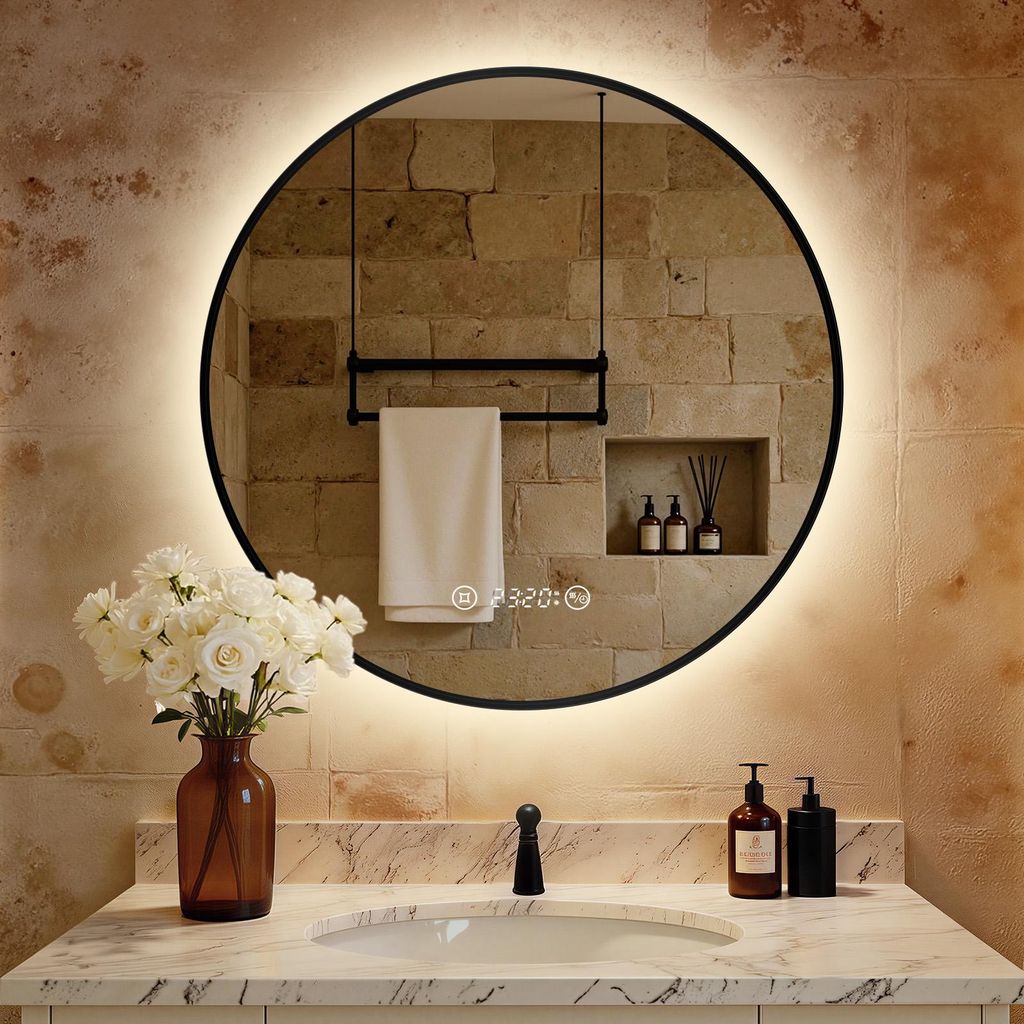 S'AFIELINA Specchio da bagno LED Rotondo 80cm, touch, Immagine del prodotto 