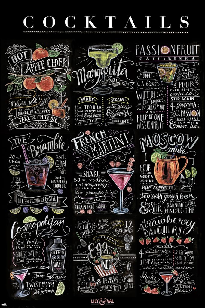 Poster Druck 61x91,5 Cocktails Lily & Val Mixdrink 