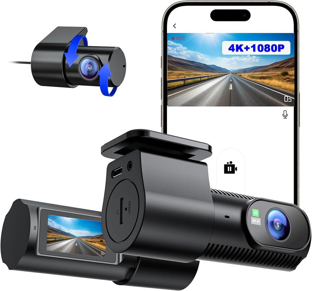 dashcam auto vorne und hinten 4K+1080P Wi-Fi/APP Mini Dual Auto Kamera