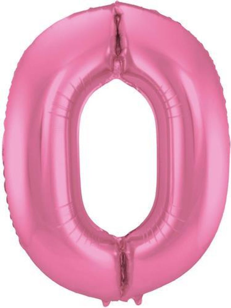 XL Folienballon Zahl 0 matt rosa