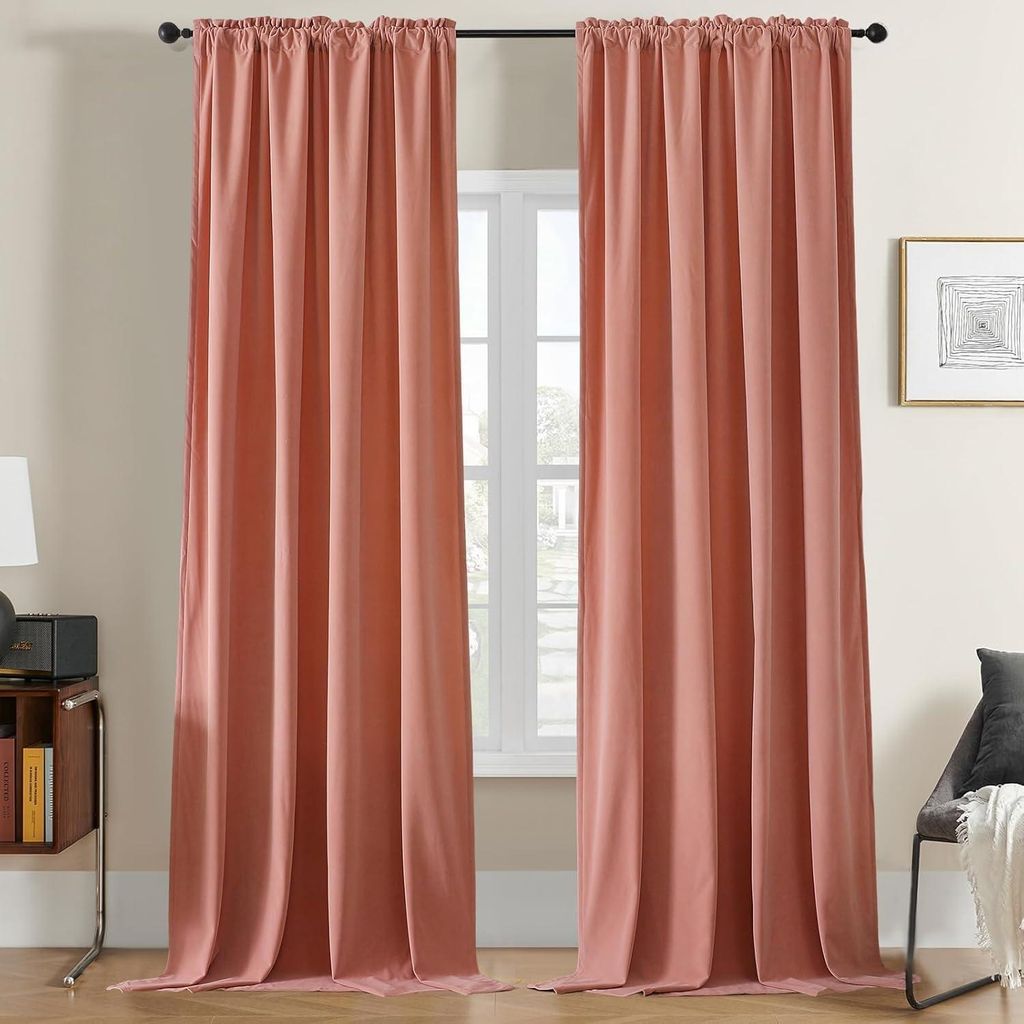 Joydeco 2er Set Verdunkelungsvorhänge 132x245 cm Thermal Pink