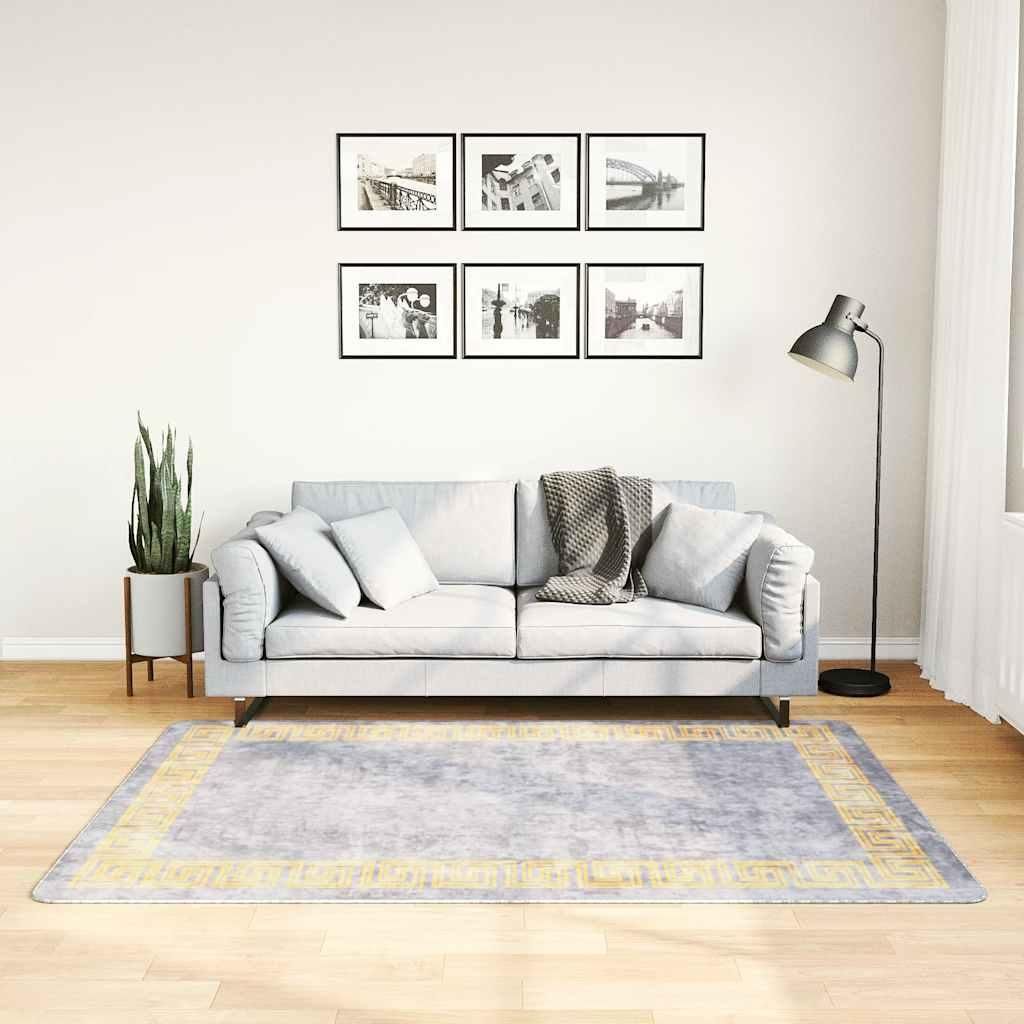 vidaXL Teppich Waschbar Grau 120x180 cm