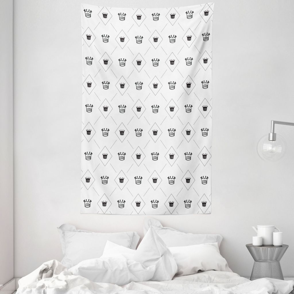ABAKUHAUS Modern Wandteppich und Tagesdecke, Kronen-Punkte aus Weiches Mikrofaser Stoff Waschbar ohne Verblassen Digitaldruck, 140 x 230 cm, Weiß ...