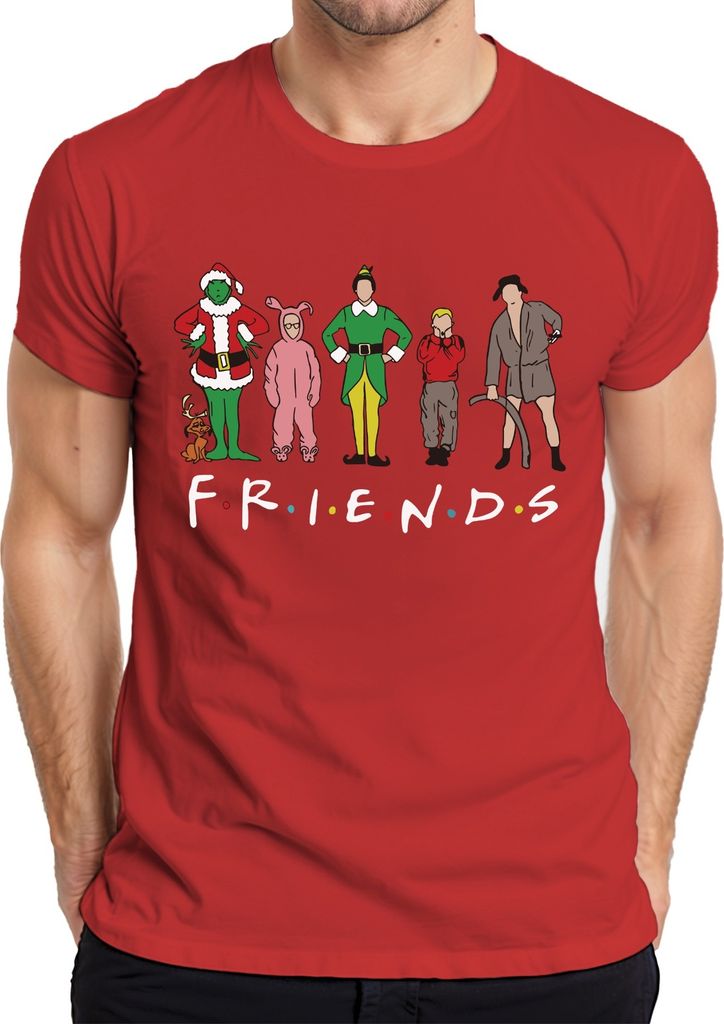 Friends Weihnachtsfilme Cartoon - Weihnachten Christmas Xmas Herren T-Shirt, Rot, M
