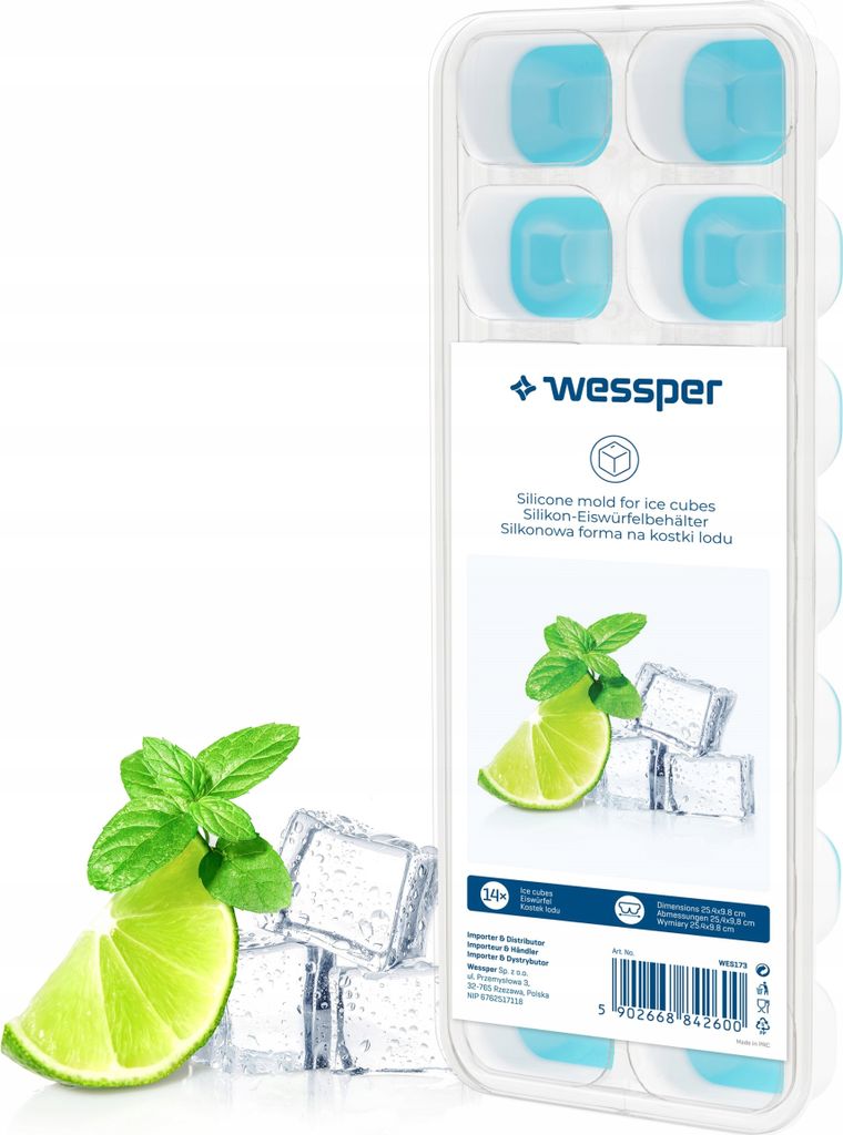 Wessper Silikon Eiswürfelform | Gefrierschrank Dicer 14 Würfel