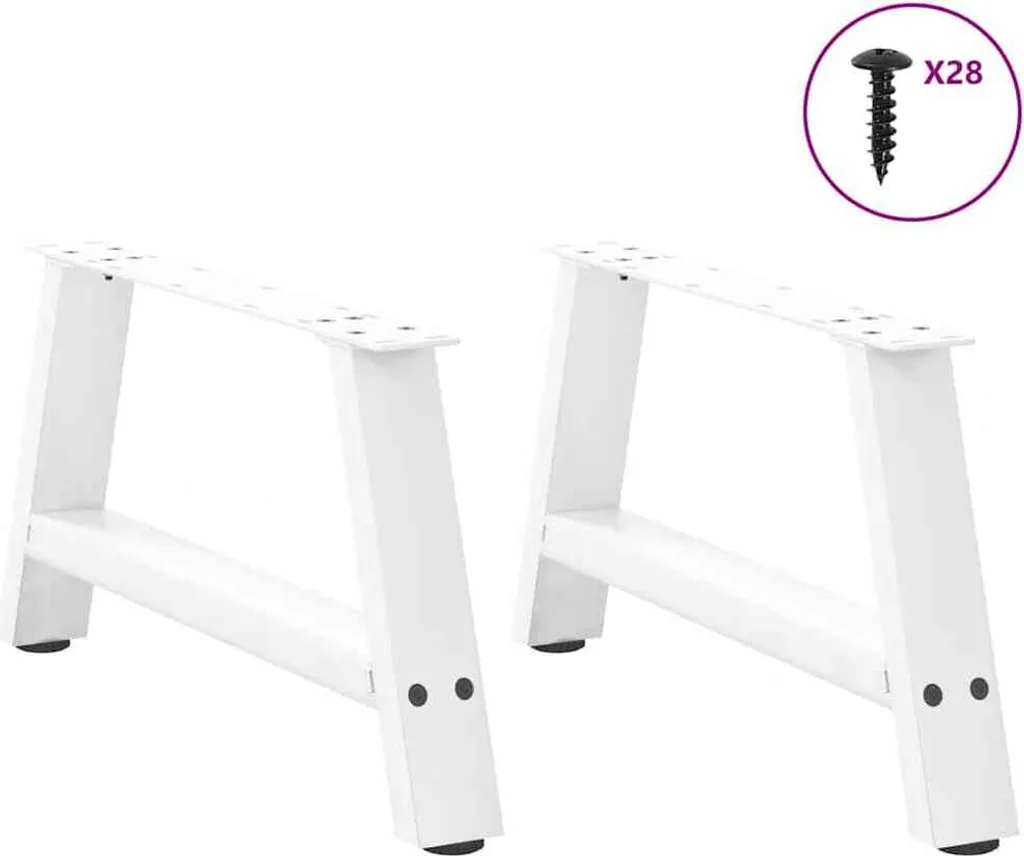 vidaXL Gambe del tavolino A-shape 2 pz. Bianco 70x(30-31) cm Acciaio