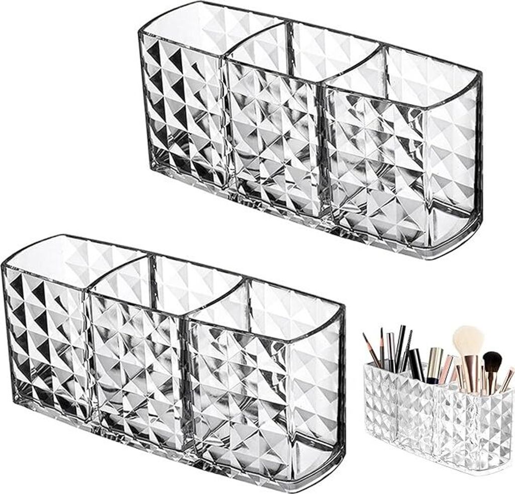 Make Up Pinsel Aufbewahrung, Acryl Schmink Aufbewahrung Transparent, Schmink Organizer für Pinsel Eyeliners Lippenstift Schminktisch Zubehör Aufb...
