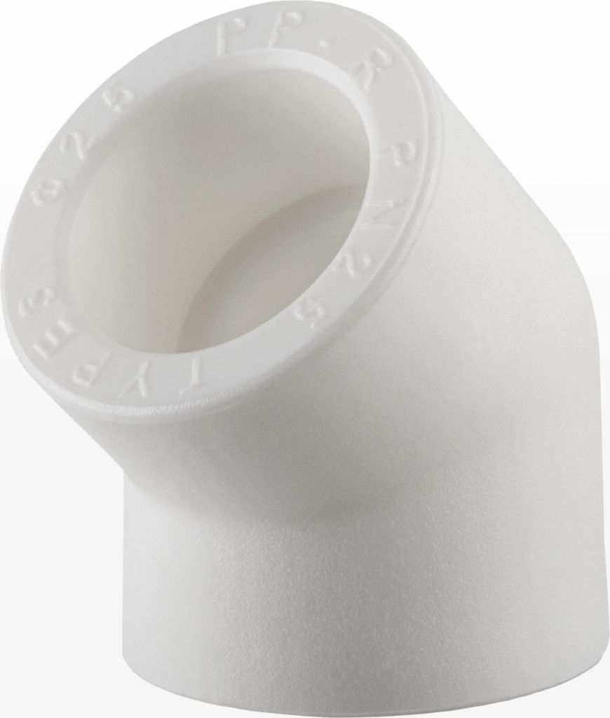 Ø 25mm, PPR Aqua Plus Winkel 45° in Weiß | Wasserrohr, Produktbild 