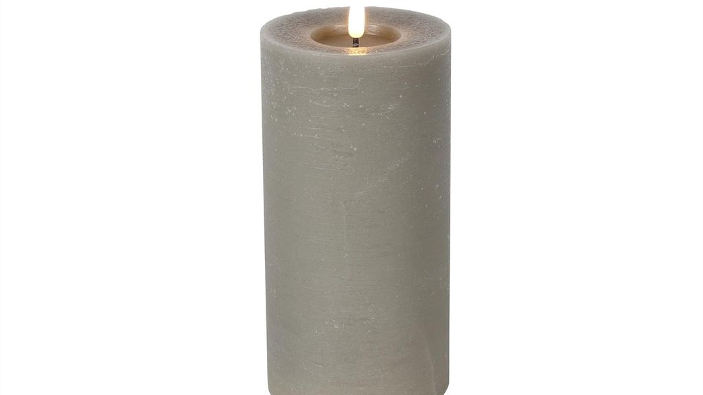 LED Stumpenkerze Lyon L Grau Ø 10 cm Echtwachs Timer 22,5 Produktbild 