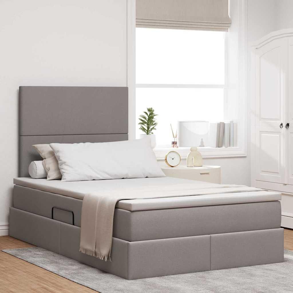 Maison Exclusive - Aufbewahrungsbett mit Matratze Taupe 120 x 190 cm Stoff