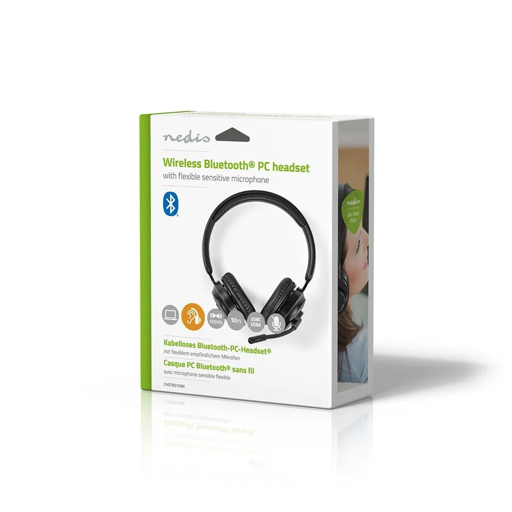 Cuffie Bluetooth Pieghevoli Nero - Auricolare Stereo PC con Microfono - 14