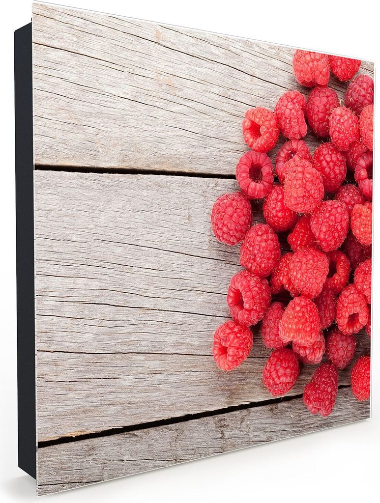 Nachbildung-Schlüsselkasten, Magnetpinnwand und Memoboard mit Glasfront Motiv Himbeeren reif und frisch