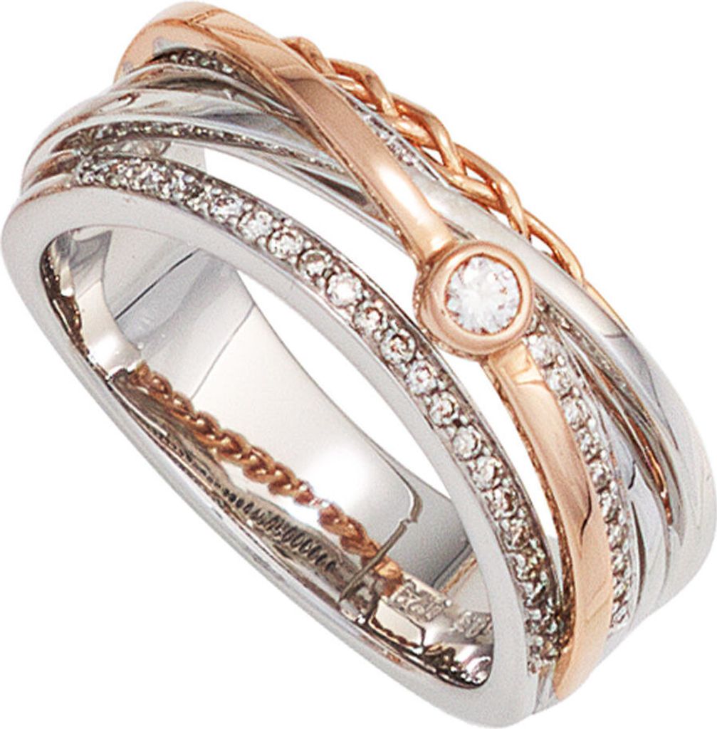 Ring Damenring mit 48 Diamanten Brillanten 585 Gold Weißgold Rotgold Goldring Innenumfang 56mm Ø17.8mm
