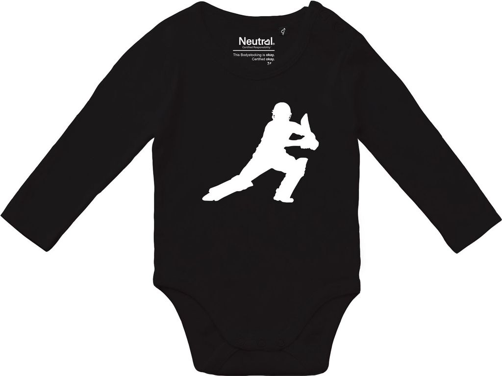 Huuraa Baby Body Cricket Silhouette Geschenk Größe 62 Black Baumwolle Fairtrade Cricket Babykleidung