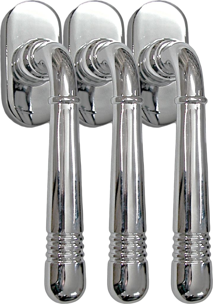 Fenstergriff Set 3 x FG Helena 1673 Chrom Rasterolive Produktbild 