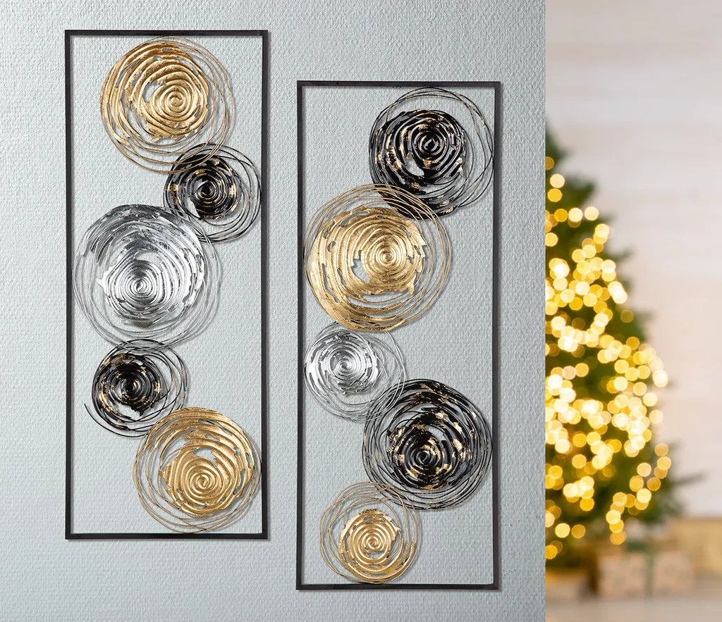 Décoration murale métal Lugo Gilde 67910 - Set de 2 Panneaux 36x91cm
