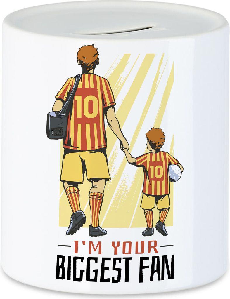 Biggest Fan Spardose Vatertag Geschenkidee Fußball-Papa Sohn Größter Fan Bin Ich