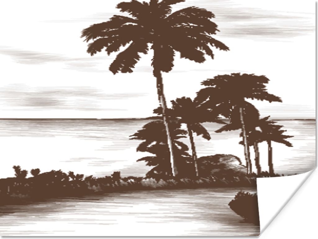 MuchoWow Poster Palme - Meer - Weg 160x120 cm - Foto Plakat