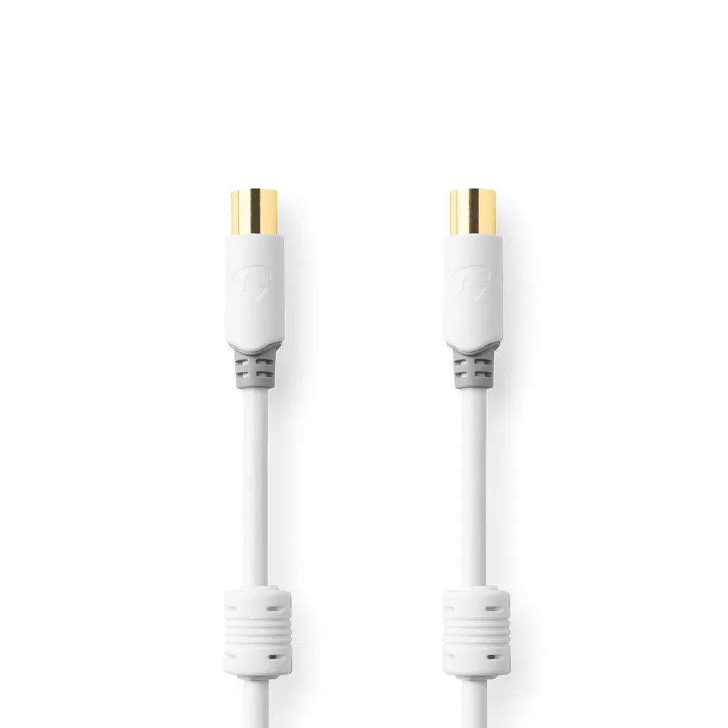 Cavo coassiale | IEC (Coax) maschio | IEC (Coax) femmina | Placcato oro | 100 dB | 75 Ohm | Doppia schermatura | 2,00 m | Rotondo | PVC | Bianco | Scatola